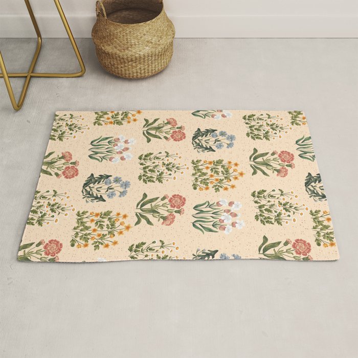Wild Flowers ~ vol4. ~ light  vintage inspired botanical Rug Gallery Image 1