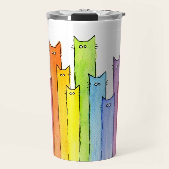 Rainbow of Cats Funny Whimsical Animals Travel Mug Gallery Image 1