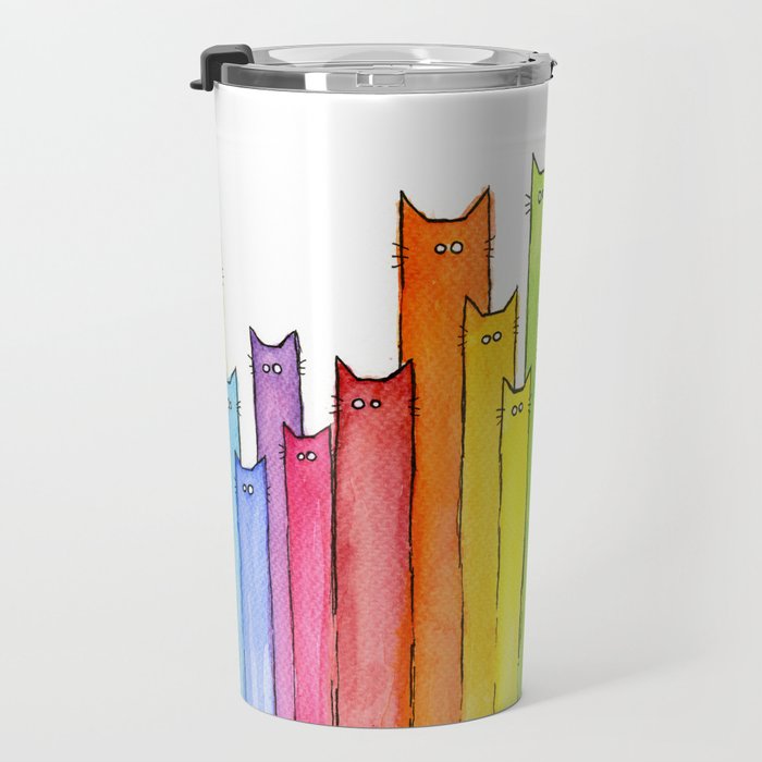 Rainbow of Cats Funny Whimsical Animals Travel Mug Gallery Image 3
