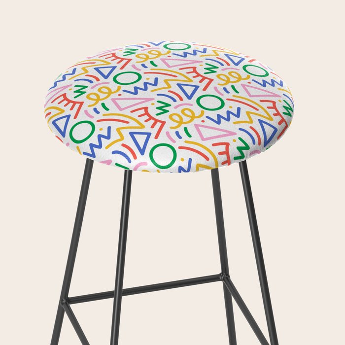 Fun colorful abstract line doodle art pattern Stool Gallery Image 2