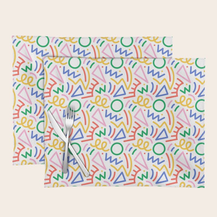 Fun colorful abstract line doodle art pattern Placemat Gallery Image 1