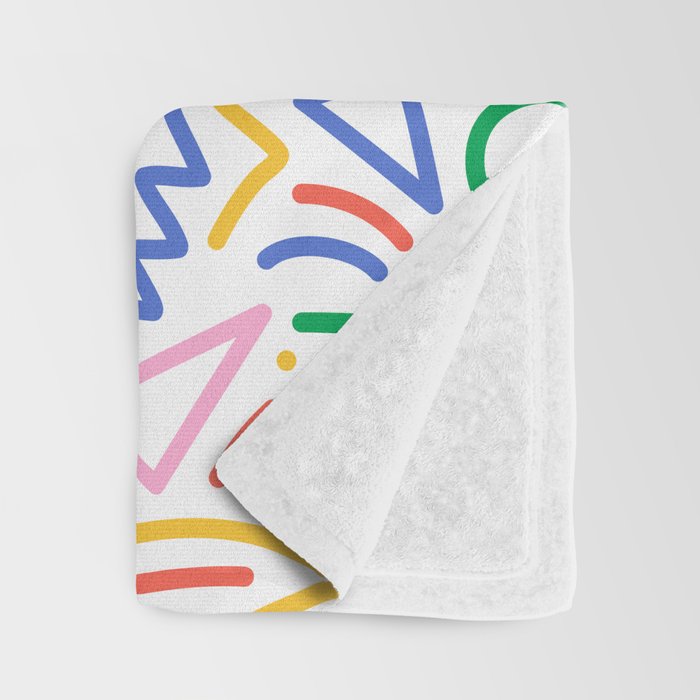 Fun colorful abstract line doodle art pattern Throw Blanket Gallery Image 3