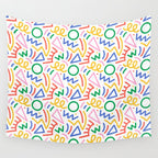 Fun colorful abstract line doodle art pattern Wall Tapestry Gallery Image 4