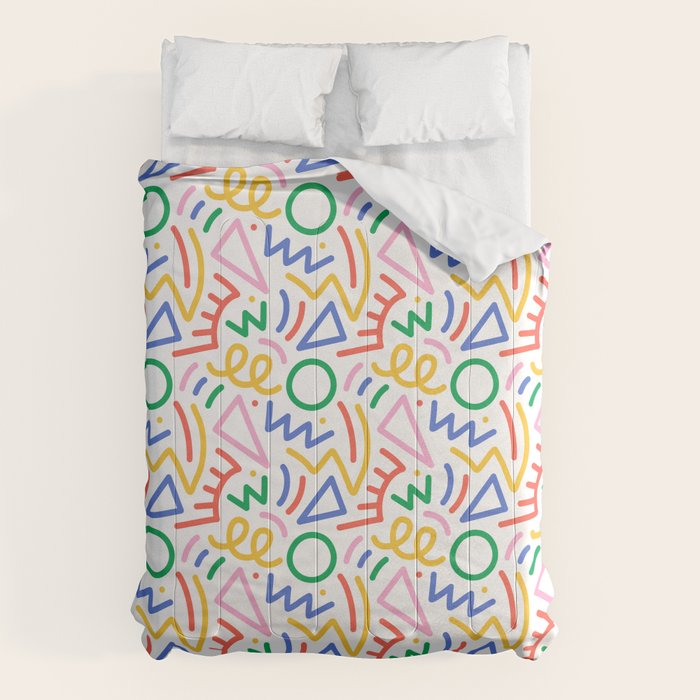 Fun colorful abstract line doodle art pattern Comforter Gallery Image 1