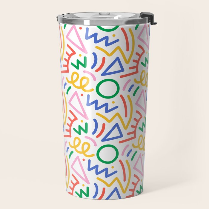 Fun colorful abstract line doodle art pattern Travel Mug Gallery Image 2