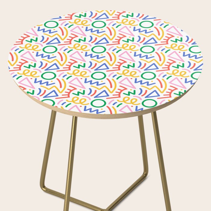 Fun colorful abstract line doodle art pattern Side Table Gallery Image 2
