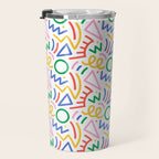 Fun colorful abstract line doodle art pattern Travel Mug Gallery Image 3