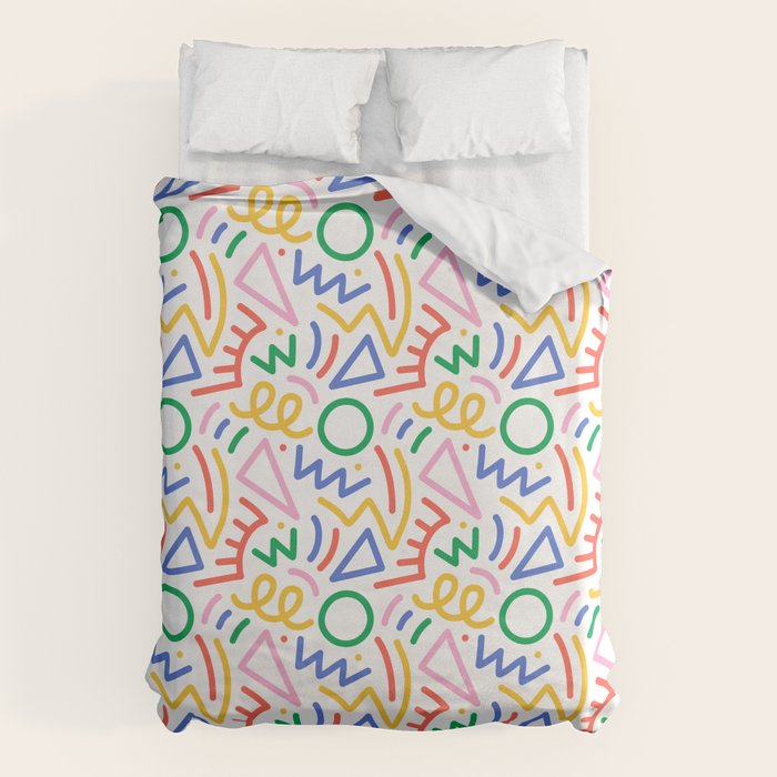 Fun colorful abstract line doodle art pattern Duvet Cover Gallery Image 6