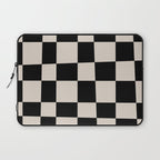 Abstract Checker Pattern 224 Black and Linen White Laptop Sleeve Gallery Image 1