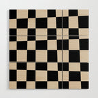Abstract Checker Pattern 224 Black and Linen White Wood Wall Art Gallery Image 1