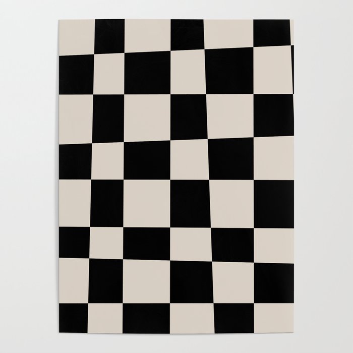 Abstract Checker Pattern 224 Black and Linen White Poster Gallery Image 4