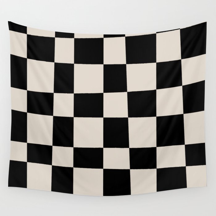 Abstract Checker Pattern 224 Black and Linen White Wall Tapestry Gallery Image 4