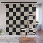 Abstract Checker Pattern 224 Black and Linen White Wall Mural Gallery Image 1