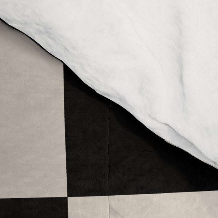 Abstract Checker Pattern 224 Black and Linen White Comforter Gallery Image 4