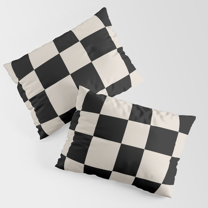 Abstract Checker Pattern 224 Black And Linen White Pillow Sham Gallery Image 3