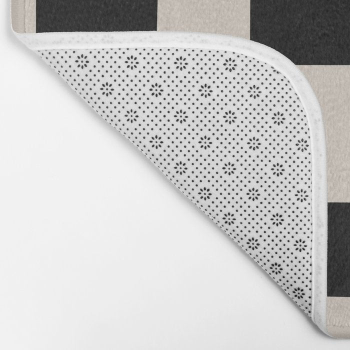 Abstract Checker Pattern 224 Black and Linen White Bath Mat Gallery Image 2