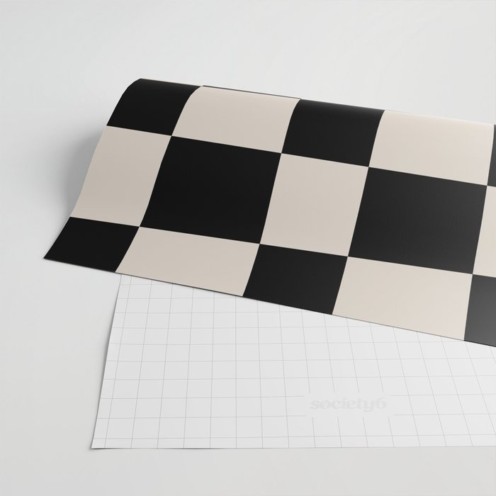 Abstract Checker Pattern 224 Black and Linen White Wrapping Paper Gallery Image 2