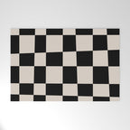 Abstract Checker Pattern 224 Black and Linen White Welcome Mat Gallery Image 1