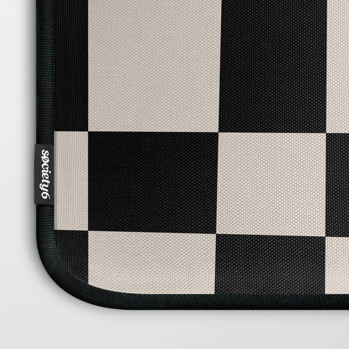 Abstract Checker Pattern 224 Black and Linen White Laptop Sleeve Gallery Image 3