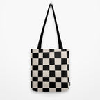 Abstract Checker Pattern 224 Black and Linen White Tote Bag Gallery Image 2