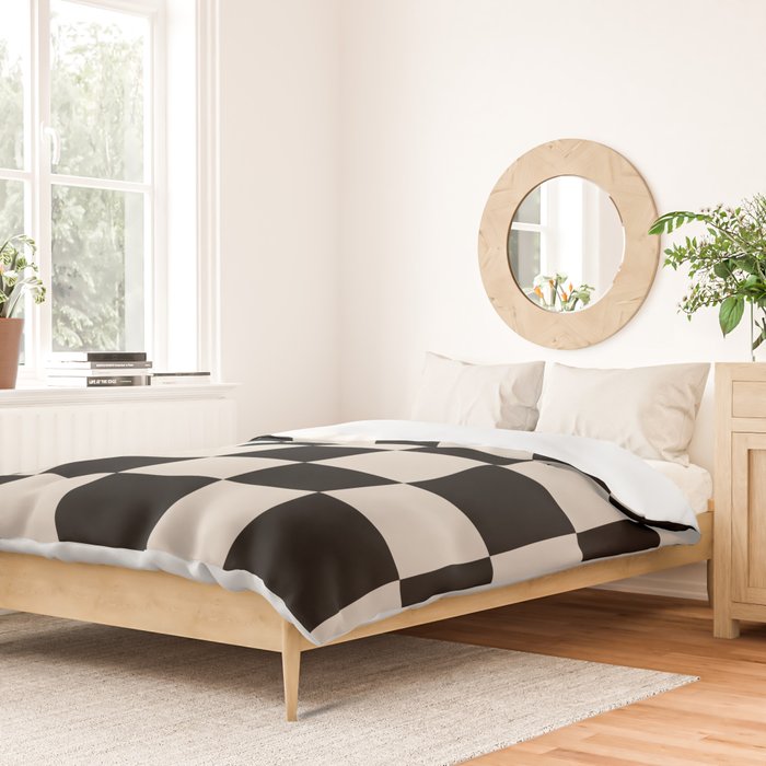 Abstract Checker Pattern 224 Black and Linen White Duvet Cover Gallery Image 2