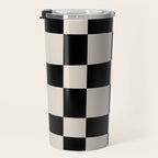 Abstract Checker Pattern 224 Black and Linen White Travel Mug Gallery Image 3