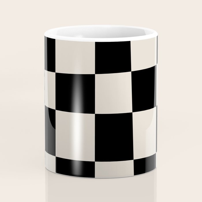 Abstract Checker Pattern 224 Black and Linen White Coffee Mug Gallery Image 4