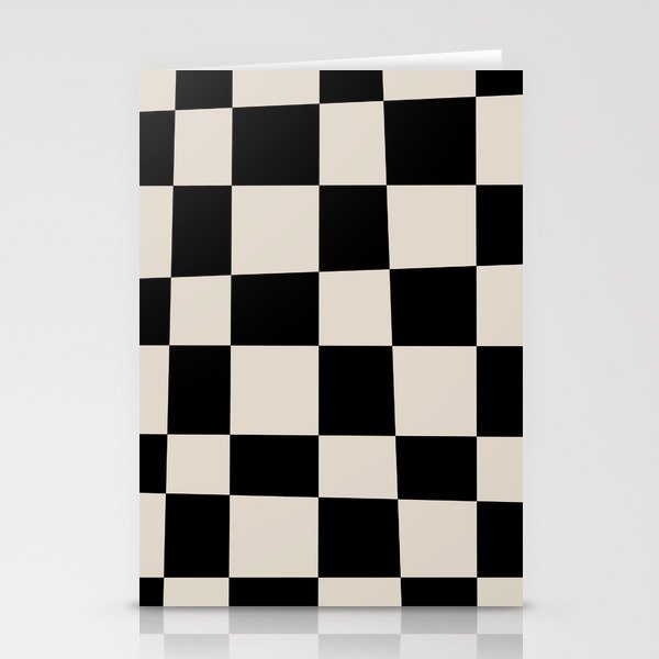 Abstract Checker Pattern 224 Black and Linen White Stationery Card Gallery Image 2