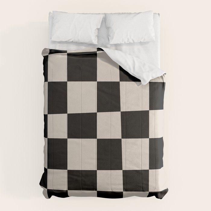 Abstract Checker Pattern 224 Black and Linen White Comforter Gallery Image 6