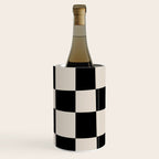 Abstract Checker Pattern 224 Black and Linen White Wine Chiller Gallery Image 1