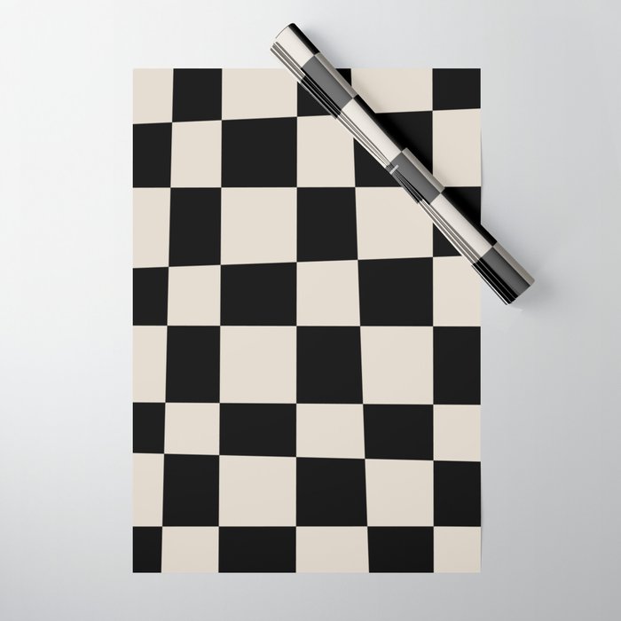 Abstract Checker Pattern 224 Black and Linen White Wrapping Paper Gallery Image 1
