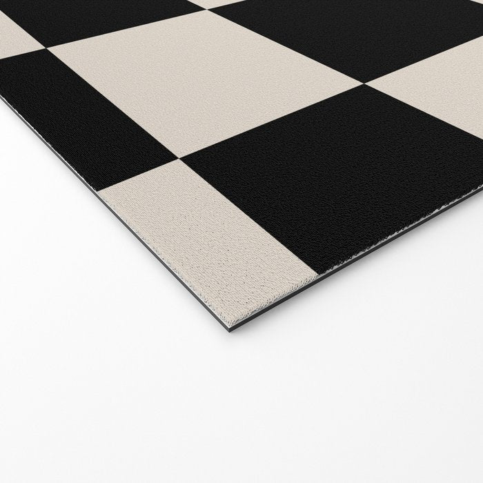 Abstract Checker Pattern 224 Black and Linen White Welcome Mat Gallery Image 2