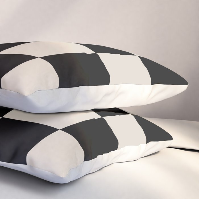 Abstract Checker Pattern 224 Black and Linen White Pillow Sham Gallery Image 3