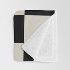 Abstract Checker Pattern 224 Black and Linen White Throw Blanket Gallery Image 3