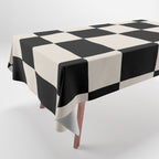 Abstract Checker Pattern 224 Black and Linen White Tablecloth Gallery Image 1