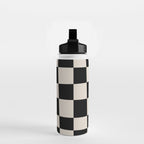 Abstract Checker Pattern 224 Black and Linen White Water Bottle Gallery Image 2