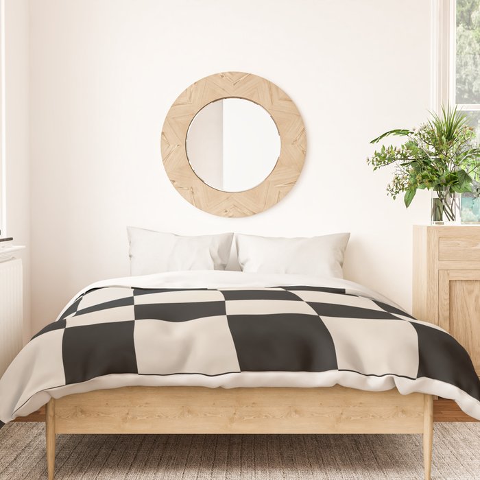 Abstract Checker Pattern 224 Black and Linen White Duvet Cover Gallery Image 3