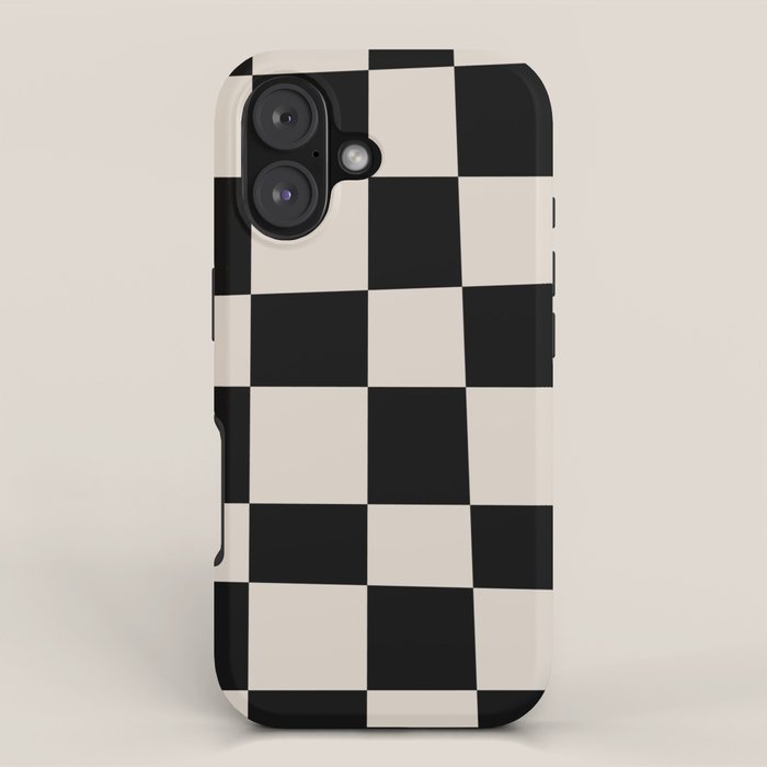 Abstract Checker Pattern 224 Black and Linen White iPhone Case Gallery Image 1