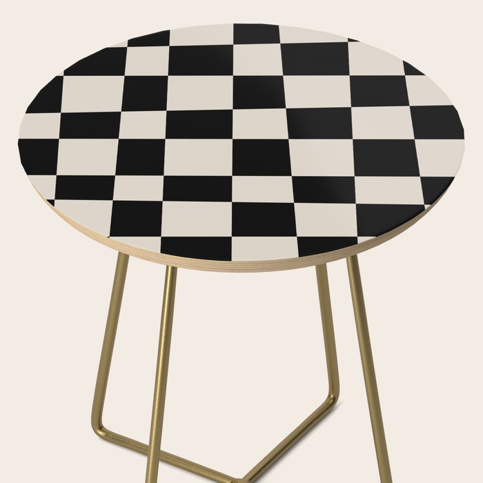 Abstract Checker Pattern 224 Black and Linen White Side Table Gallery Image 2
