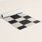 Abstract Checker Pattern 224 Black and Linen White Yoga Mat Gallery Image 2