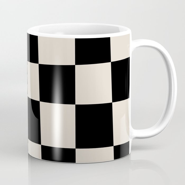 Abstract Checker Pattern 224 Black and Linen White Coffee Mug Gallery Image 1