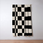 Abstract Checker Pattern 224 Black and Linen White Window Curtain Gallery Image 3