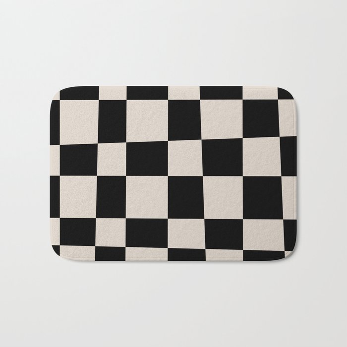 Abstract Checker Pattern 224 Black and Linen White Bath Mat Gallery Image 1