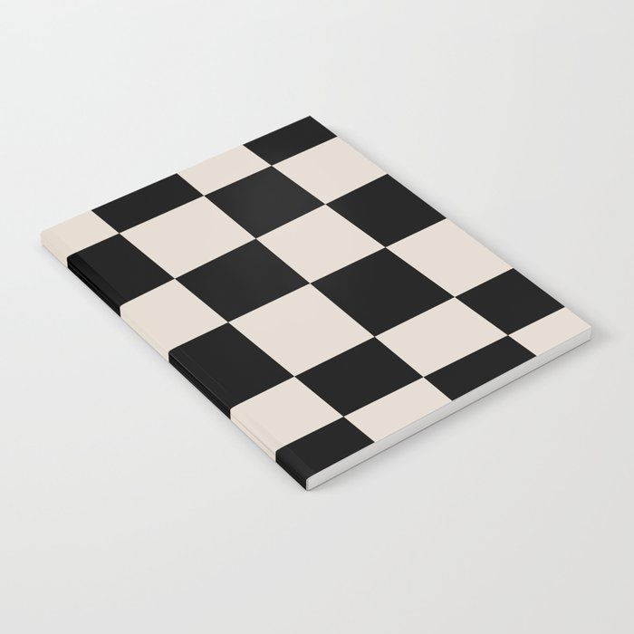 Abstract Checker Pattern 224 Black and Linen White Notebook Gallery Image 2