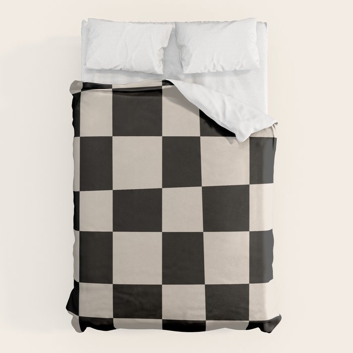 Abstract Checker Pattern 224 Black and Linen White Duvet Cover Gallery Image 1