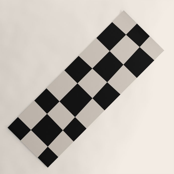 Abstract Checker Pattern 224 Black and Linen White Yoga Mat Gallery Image 1