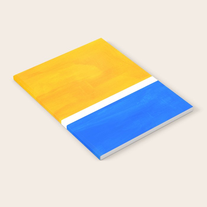 Primary Yellow Cerulean Blue Mid Century Modern Abstract Minimalist Rothko Color Field Squares Notebook Gallery Image 2