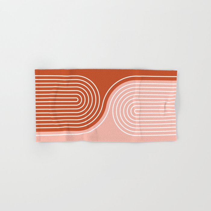 Geometric Lines in Terracotta Rose Gold 19 (Rainbow and Lines Abstraction) Bath Towel Gallery Image 1