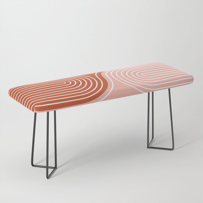 Geometric Lines in Terracotta Rose Gold 19 (Rainbow and Lines Abstraction) Bench Gallery Image 1