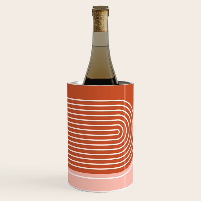 Geometric Lines in Terracotta Rose Gold 19 (Rainbow and Lines Abstraction) Wine Chiller Gallery Image 2
